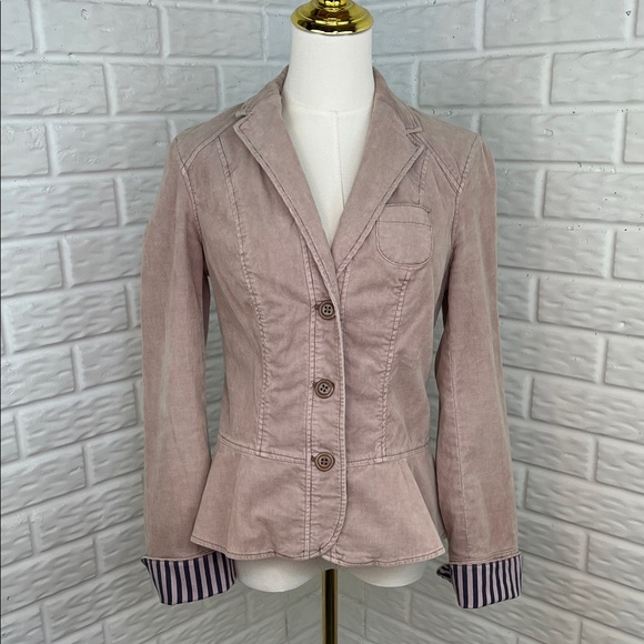 PILCRO AND THE LETTERPRESS ANTHROPOLOGIE CORDUROY JACKET BLUSH SIZE 2 - Picture 1 of 13
